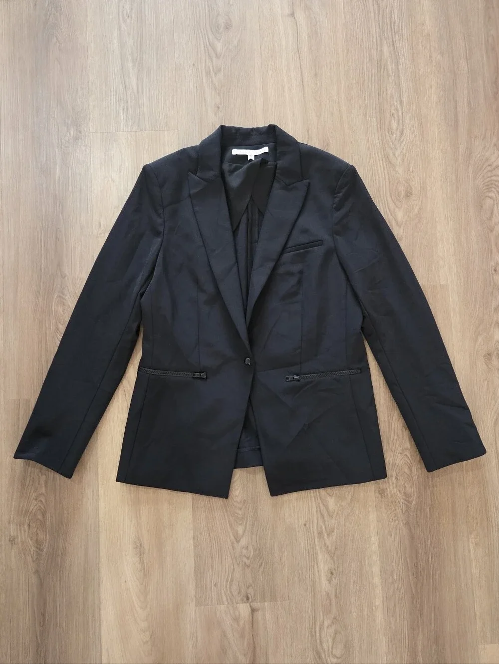 Veronica Beard Scuba Dickey Blk Zip Pocket Blazer 12 Capsule Norm Minimal Preppy - Picture 2 of 11
